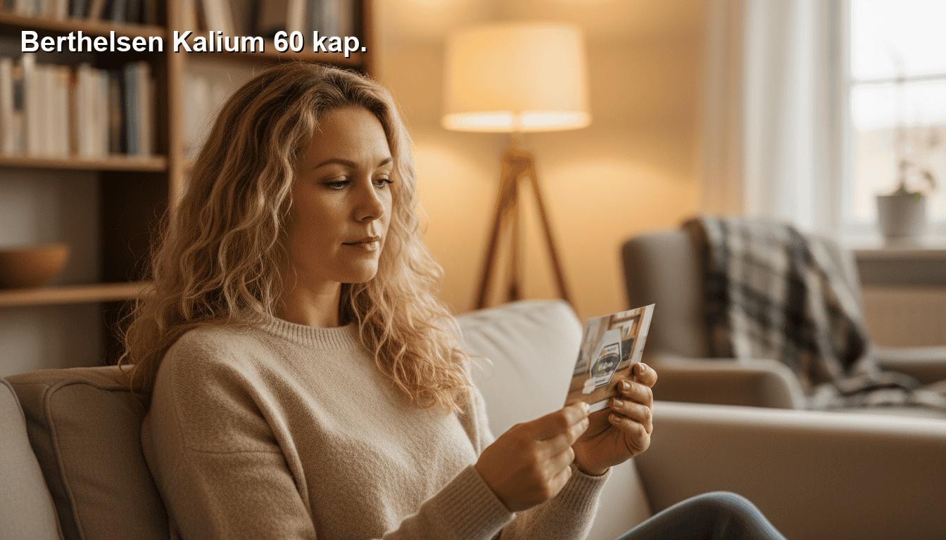 - Op til 60 kapsler Berthelsen Kalium for daglig tilskud af kalium, vigtigt for muskelfunktion og elektrolytbalancering.